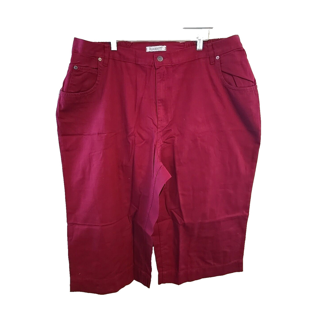 Roaman's Burgundy Straight Leg High Rise Summer Capri Pants Womans Plus Size 26W